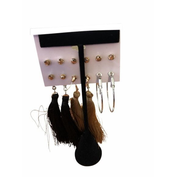 6Pairs Tassel Earrings Set Crystal Ear Stud Hoop Dangle Hook Women’s Earrings - Picture 2 of 6